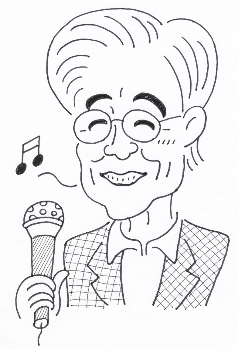 カラオケ仲間の池田稔が描いた歌う内藤