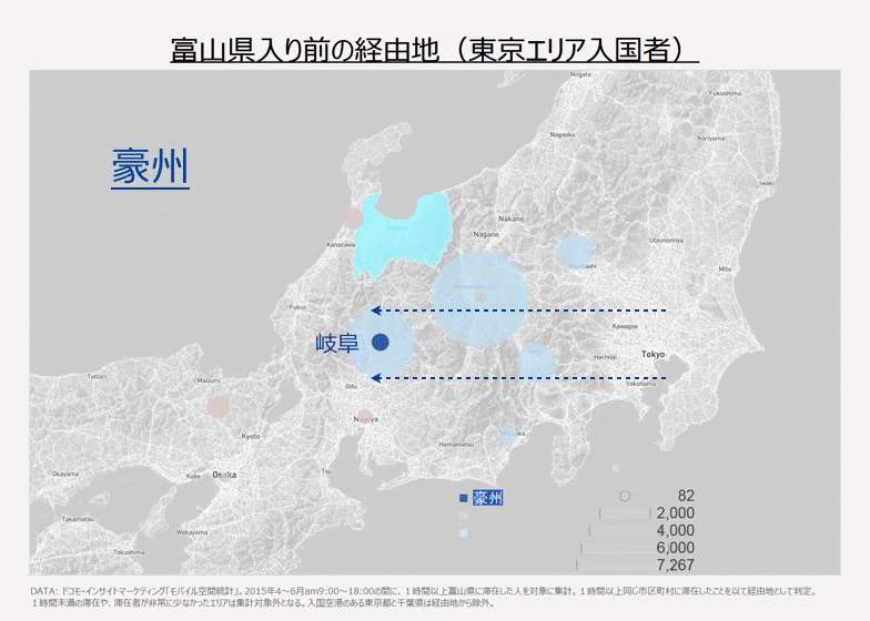 富山県入り前の経由地(東京エリア入国者)
